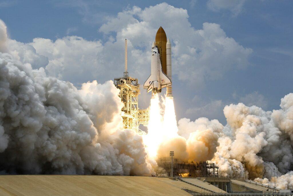 Space shuttle launching.